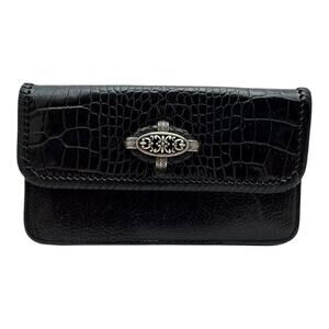 Brighton Convertible Crossbody Shoulder Bag Clutch Croc Alligator Black